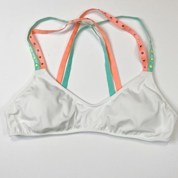 Victoria’s Secret | White Studded Bikini Top Sz S - Picture 1 of 6
